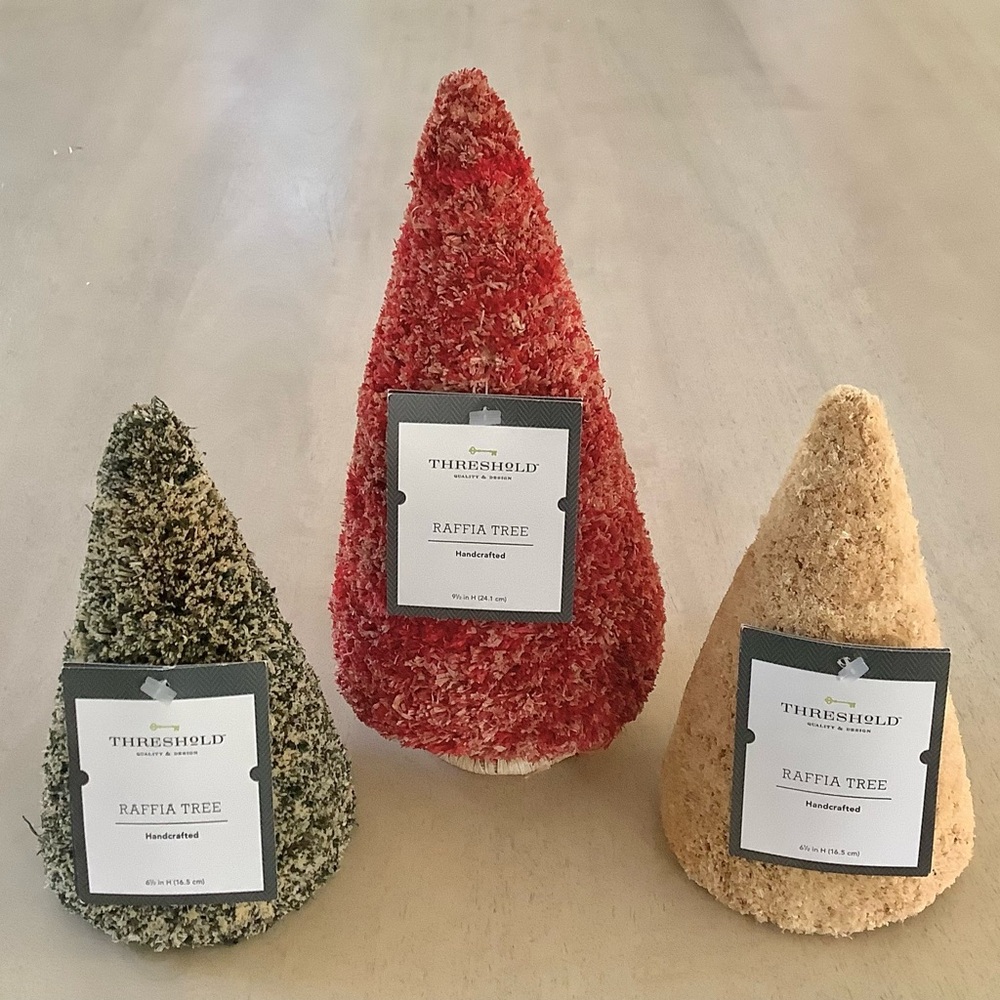 Threshold 3 Raffia Christmas Trees - 2 Medium + 1 Large